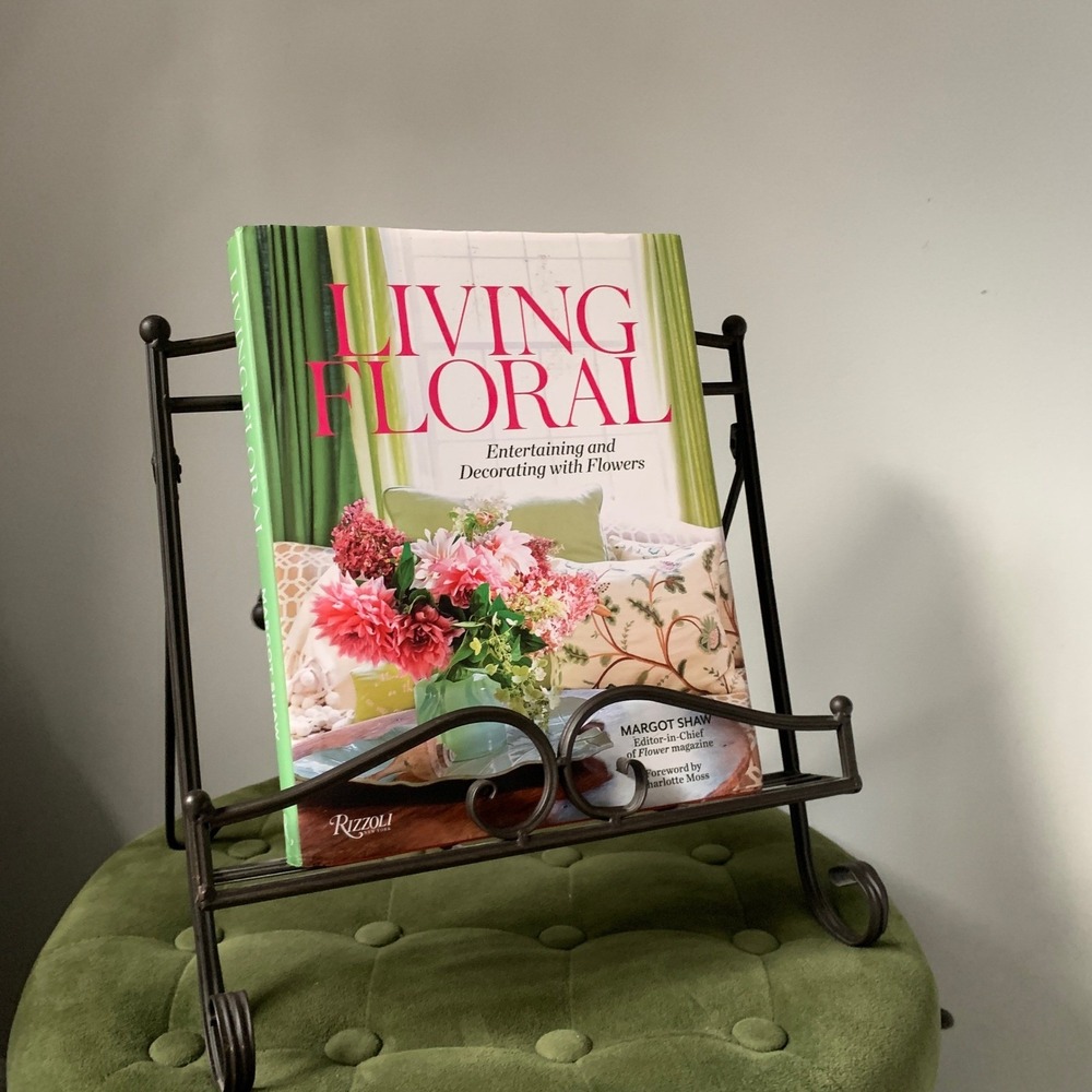 Book holder stand metal ornate home decor brown cookbook holder